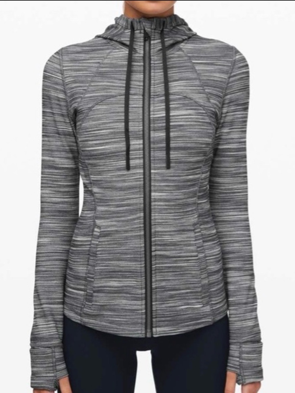 Lululemon Hooded Define Jacket Nulu Heathered Black White Size 6